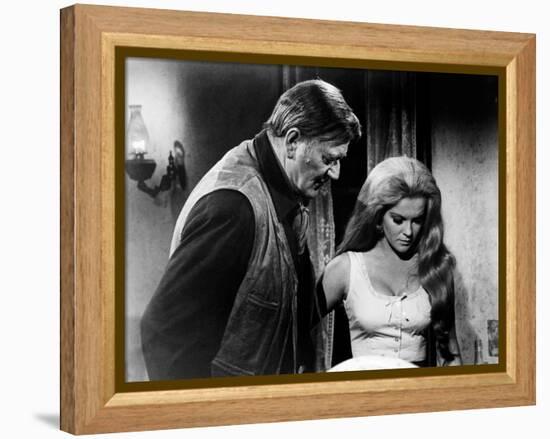 Les Voleurs by Trains THE TRAIN ROBBERS by BurtKennedy with John Wayne and Ann-Margret, 1973 (b/w p-null-Framed Stretched Canvas