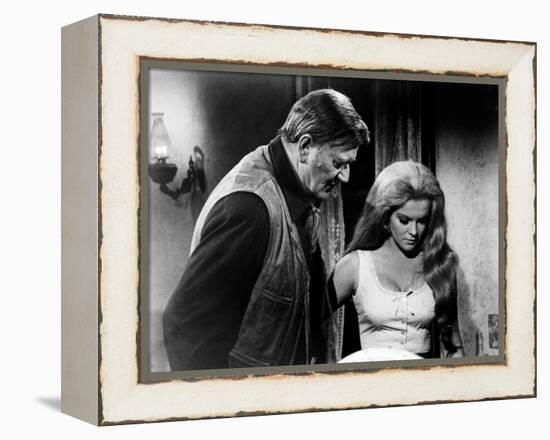 Les Voleurs by Trains THE TRAIN ROBBERS by BurtKennedy with John Wayne and Ann-Margret, 1973 (b/w p-null-Framed Stretched Canvas