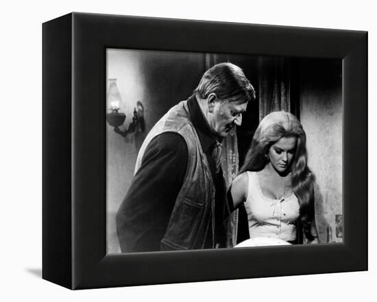 Les Voleurs by Trains THE TRAIN ROBBERS by BurtKennedy with John Wayne and Ann-Margret, 1973 (b/w p-null-Framed Stretched Canvas