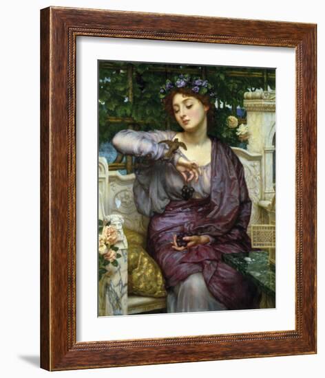 Lesbia and Her Sparrow-Sir Edward John Poynter-Framed Premium Giclee Print