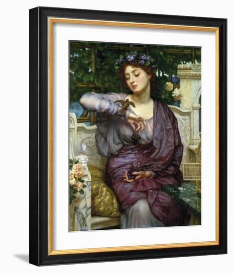 Lesbia and Her Sparrow-Sir Edward John Poynter-Framed Premium Giclee Print