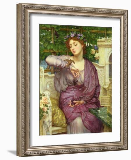 Lesbia and Her Sparrow-Edward John Poynter-Framed Giclee Print