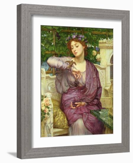 Lesbia and Her Sparrow-Edward John Poynter-Framed Giclee Print