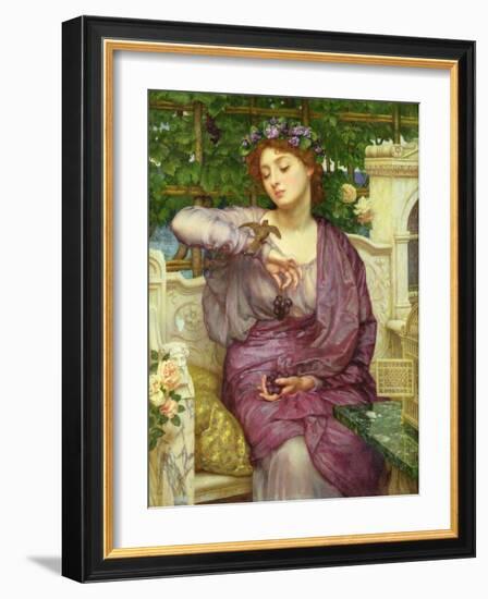 Lesbia and Her Sparrow-Edward John Poynter-Framed Giclee Print