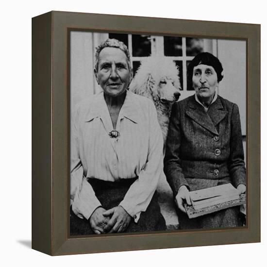 Lesbian Authors Gertrude Stein and Alice B. Toklas with their Poodle Basket II-Carl Mydans-Framed Premier Image Canvas