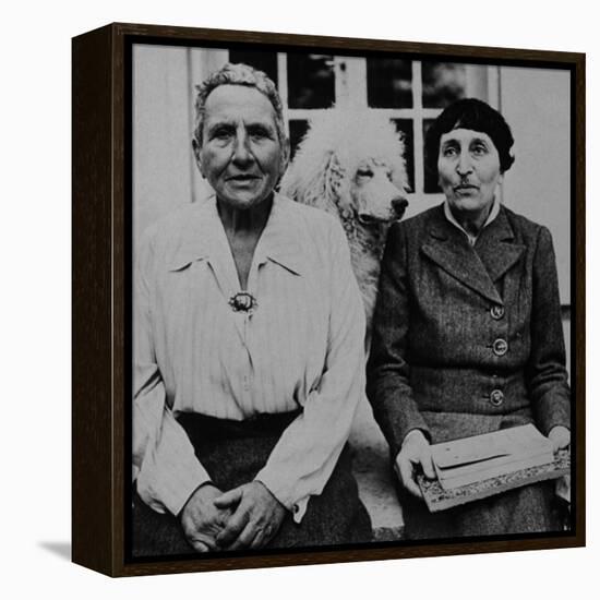 Lesbian Authors Gertrude Stein and Alice B. Toklas with their Poodle Basket II-Carl Mydans-Framed Premier Image Canvas