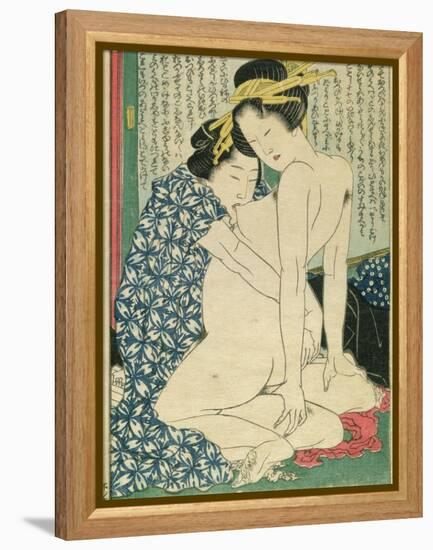 Lesbian Lovers, from 'Manpoku Wago-Jin', 1821-Katsushika Hokusai-Framed Premier Image Canvas