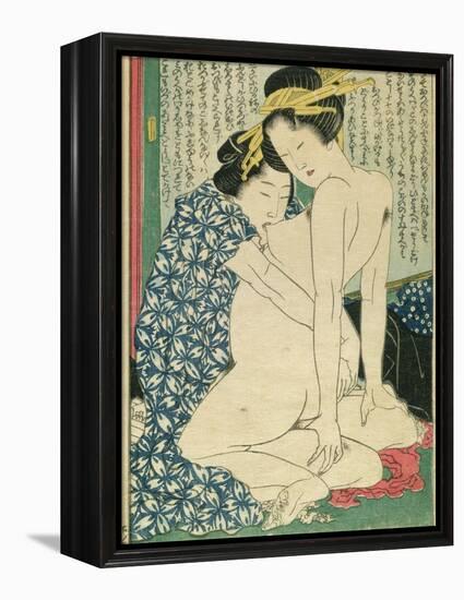 Lesbian Lovers, from 'Manpoku Wago-Jin', 1821-Katsushika Hokusai-Framed Premier Image Canvas