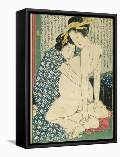 Lesbian Lovers, from 'Manpoku Wago-Jin', 1821-Katsushika Hokusai-Framed Premier Image Canvas