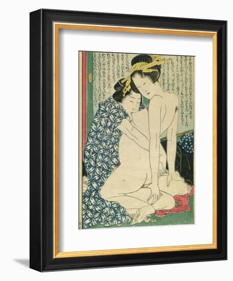 Lesbian Lovers, from 'Manpoku Wago-Jin', 1821-Katsushika Hokusai-Framed Giclee Print