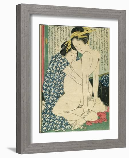 Lesbian Lovers, from 'Manpoku Wago-Jin', 1821-Katsushika Hokusai-Framed Giclee Print