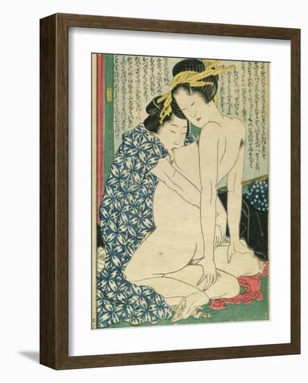 Lesbian Lovers, from 'Manpoku Wago-Jin', 1821-Katsushika Hokusai-Framed Giclee Print