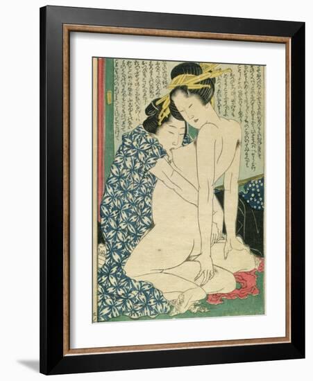 Lesbian Lovers, from 'Manpoku Wago-Jin', 1821-Katsushika Hokusai-Framed Giclee Print