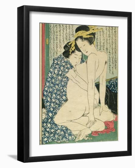 Lesbian Lovers, from 'Manpoku Wago-Jin', 1821-Katsushika Hokusai-Framed Giclee Print