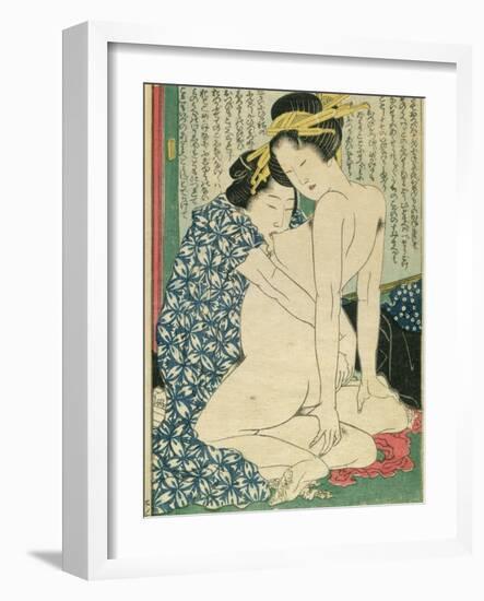 Lesbian Lovers, from 'Manpoku Wago-Jin', 1821-Katsushika Hokusai-Framed Giclee Print