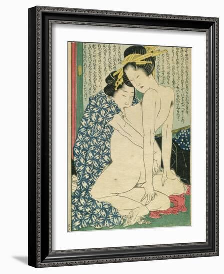 Lesbian Lovers, from 'Manpoku Wago-Jin', 1821-Katsushika Hokusai-Framed Giclee Print