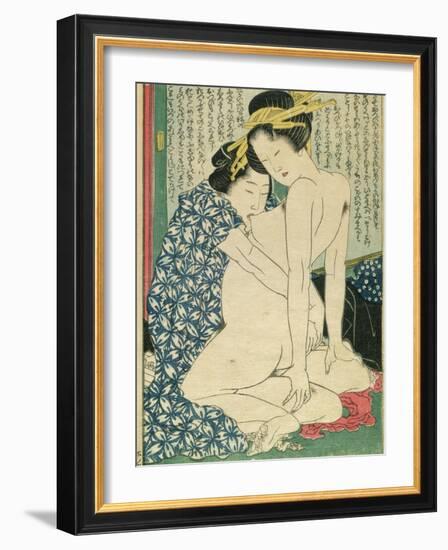 Lesbian Lovers, from 'Manpoku Wago-Jin', 1821-Katsushika Hokusai-Framed Giclee Print