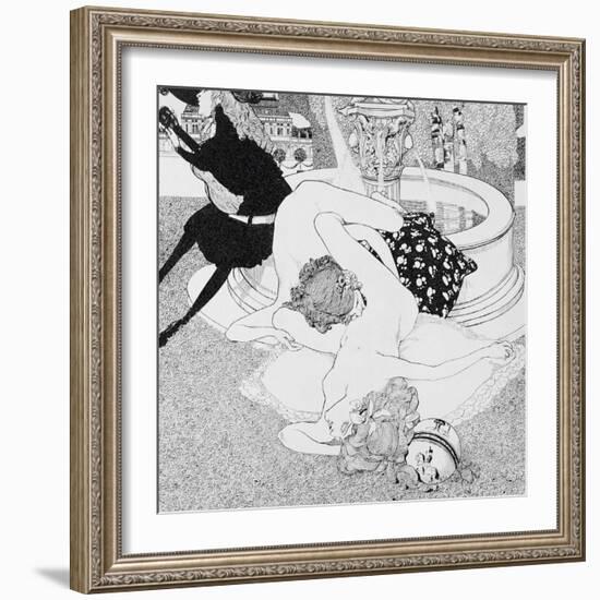 Lesbian Scene, from Plate 14 from La Grenouillere, c.1912-Franz Von Bayros-Framed Giclee Print