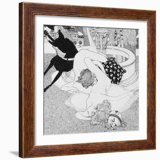 Lesbian Scene, from Plate 14 from La Grenouillere, c.1912-Franz Von Bayros-Framed Giclee Print
