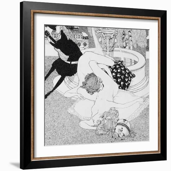 Lesbian Scene, from Plate 14 from La Grenouillere, c.1912-Franz Von Bayros-Framed Giclee Print