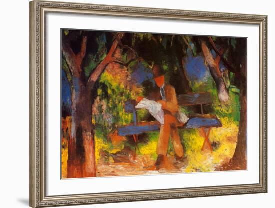 Lesender Mann in Park, c.1914-Auguste Macke-Framed Art Print