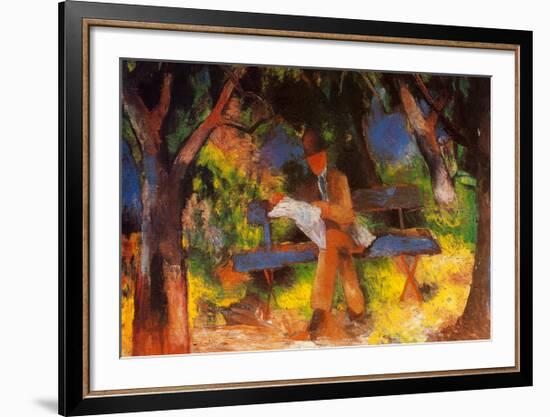 Lesender Mann in Park, c.1914-Auguste Macke-Framed Art Print