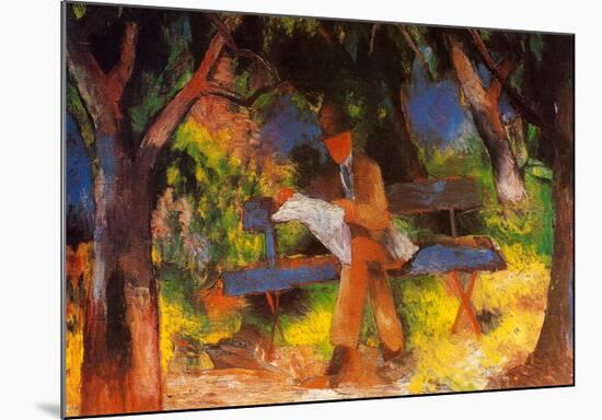 Lesender Mann in Park, c.1914-Auguste Macke-Mounted Art Print