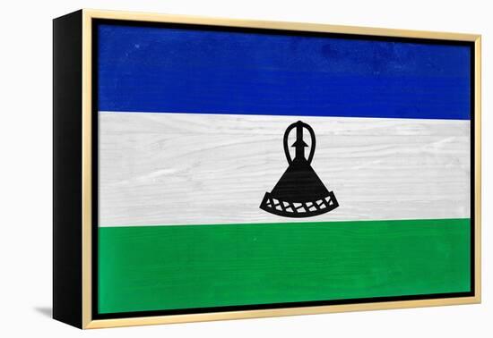 Lesotho Flag Design with Wood Patterning - Flags of the World Series-Philippe Hugonnard-Framed Stretched Canvas