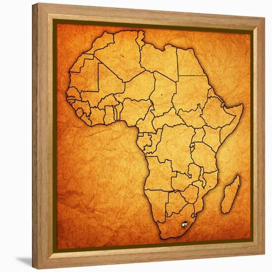 Lesotho on Actual Map of Africa-michal812-Framed Stretched Canvas