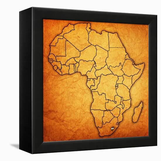 Lesotho on Actual Map of Africa-michal812-Framed Stretched Canvas