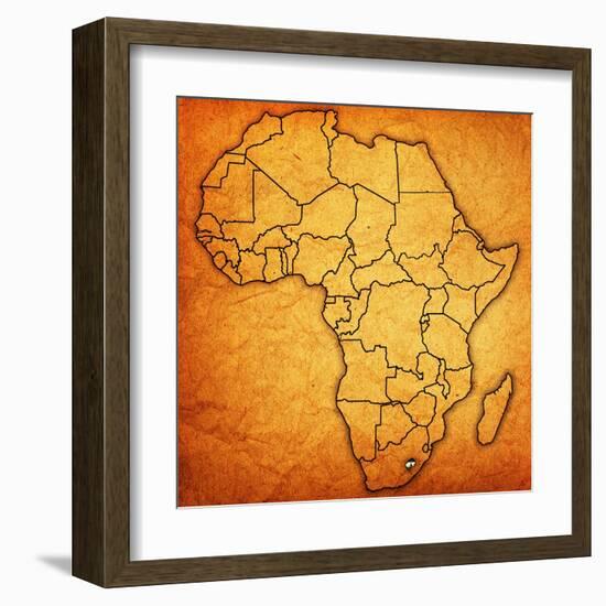 Lesotho on Actual Map of Africa-michal812-Framed Art Print