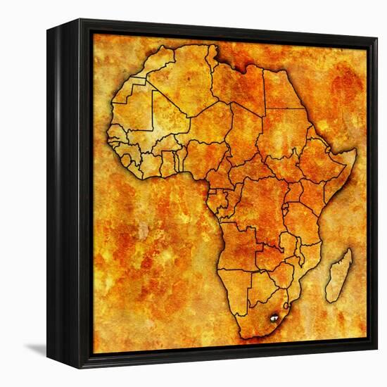 Lesotho on Actual Map of Africa-michal812-Framed Stretched Canvas