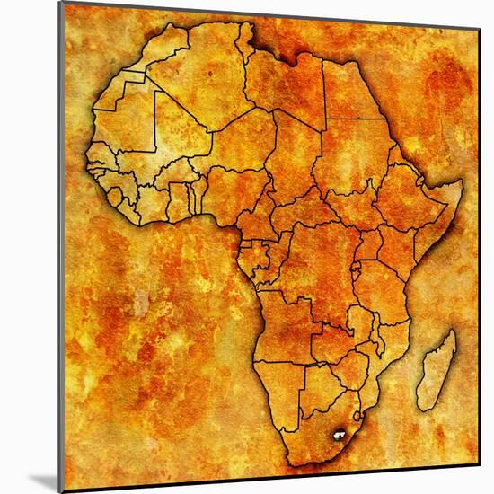 Lesotho on Actual Map of Africa-michal812-Mounted Art Print