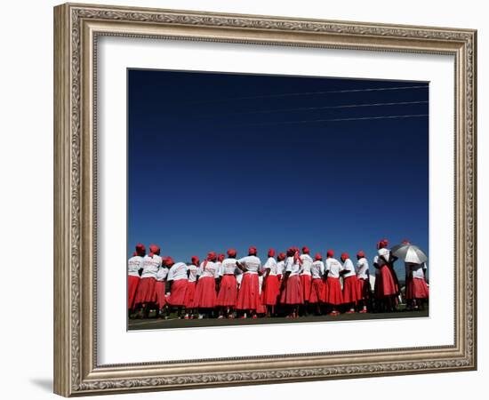 Lesotho Singers Wait to Perform During Ceremonies Held to Commemorate International Aids Day-null-Framed Photographic Print