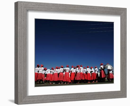 Lesotho Singers Wait to Perform During Ceremonies Held to Commemorate International Aids Day-null-Framed Photographic Print