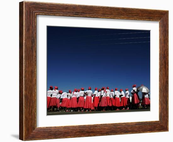 Lesotho Singers Wait to Perform During Ceremonies Held to Commemorate International Aids Day-null-Framed Photographic Print