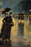 A Berlin Street Scene by Night with Coaches-Lesser Ury-Giclee Print