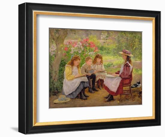 Lesson in the Garden, 1900-Ada Shirley-Fox-Framed Giclee Print