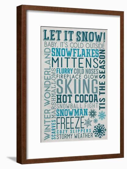 Let it Snow Typography-Lantern Press-Framed Art Print