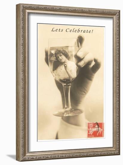 Let's Celebrate, Girl in Glass-null-Framed Art Print