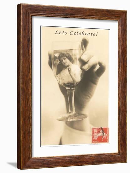 Let's Celebrate, Girl in Glass-null-Framed Art Print