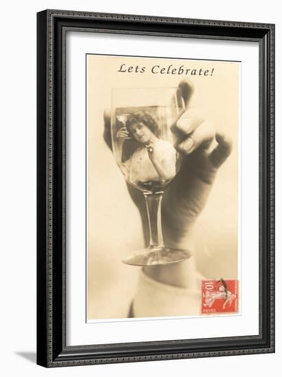 Let's Celebrate, Girl in Glass-null-Framed Art Print