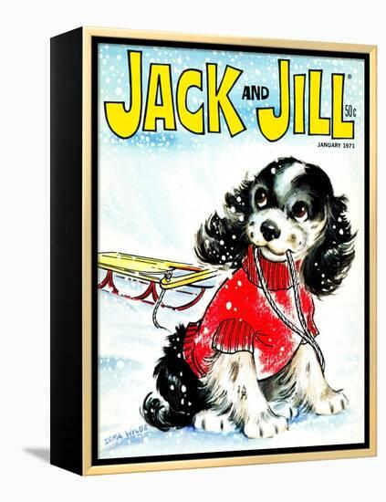 Let's Go Sledding - Jack and Jill, January 1971-Irma Wilde-Framed Premier Image Canvas