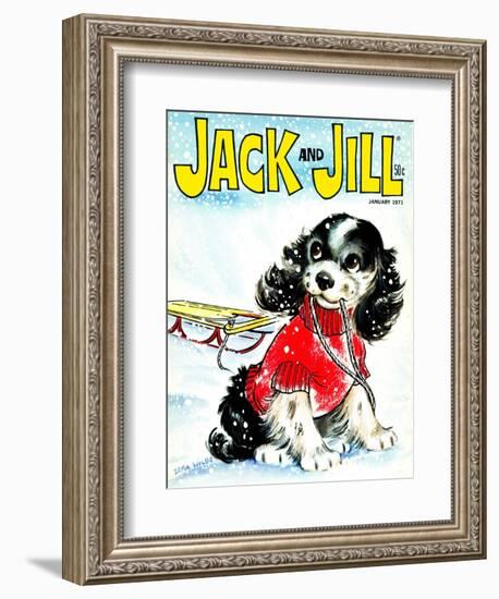 Let's Go Sledding - Jack and Jill, January 1971-Irma Wilde-Framed Giclee Print