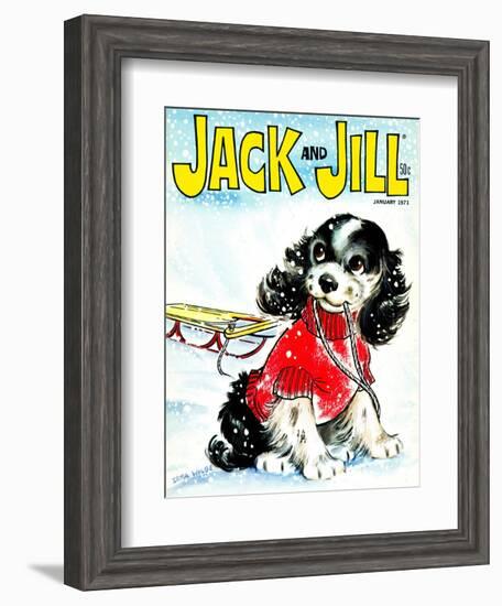 Let's Go Sledding - Jack and Jill, January 1971-Irma Wilde-Framed Giclee Print