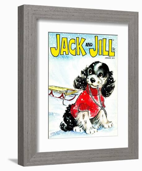 Let's Go Sledding - Jack and Jill, January 1971-Irma Wilde-Framed Giclee Print