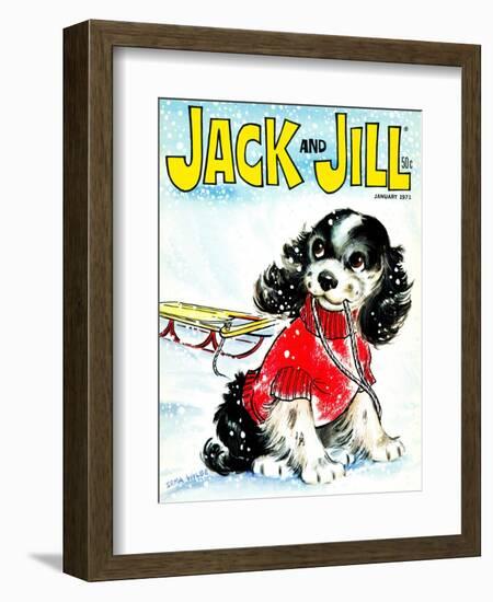 Let's Go Sledding - Jack and Jill, January 1971-Irma Wilde-Framed Giclee Print