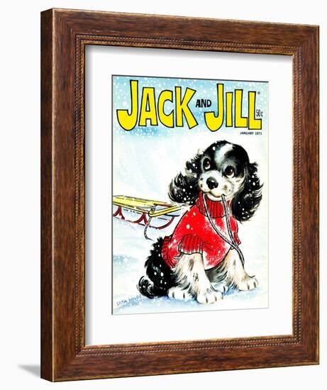 Let's Go Sledding - Jack and Jill, January 1971-Irma Wilde-Framed Giclee Print