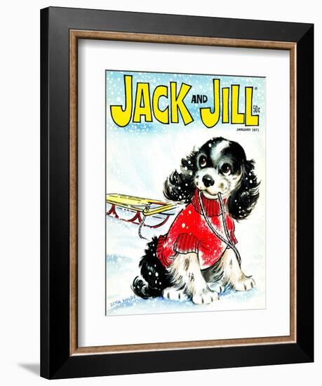 Let's Go Sledding - Jack and Jill, January 1971-Irma Wilde-Framed Giclee Print