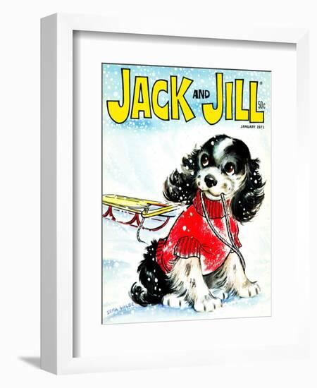 Let's Go Sledding - Jack and Jill, January 1971-Irma Wilde-Framed Giclee Print